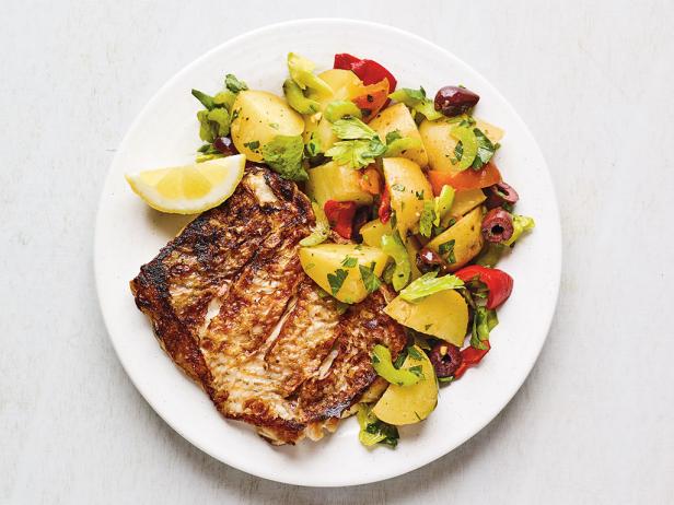 Red snapper with potato salad
