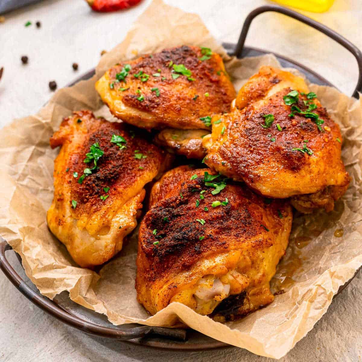CRISPY OVEN BAKED CHICKEN THIGHS (EASY!)