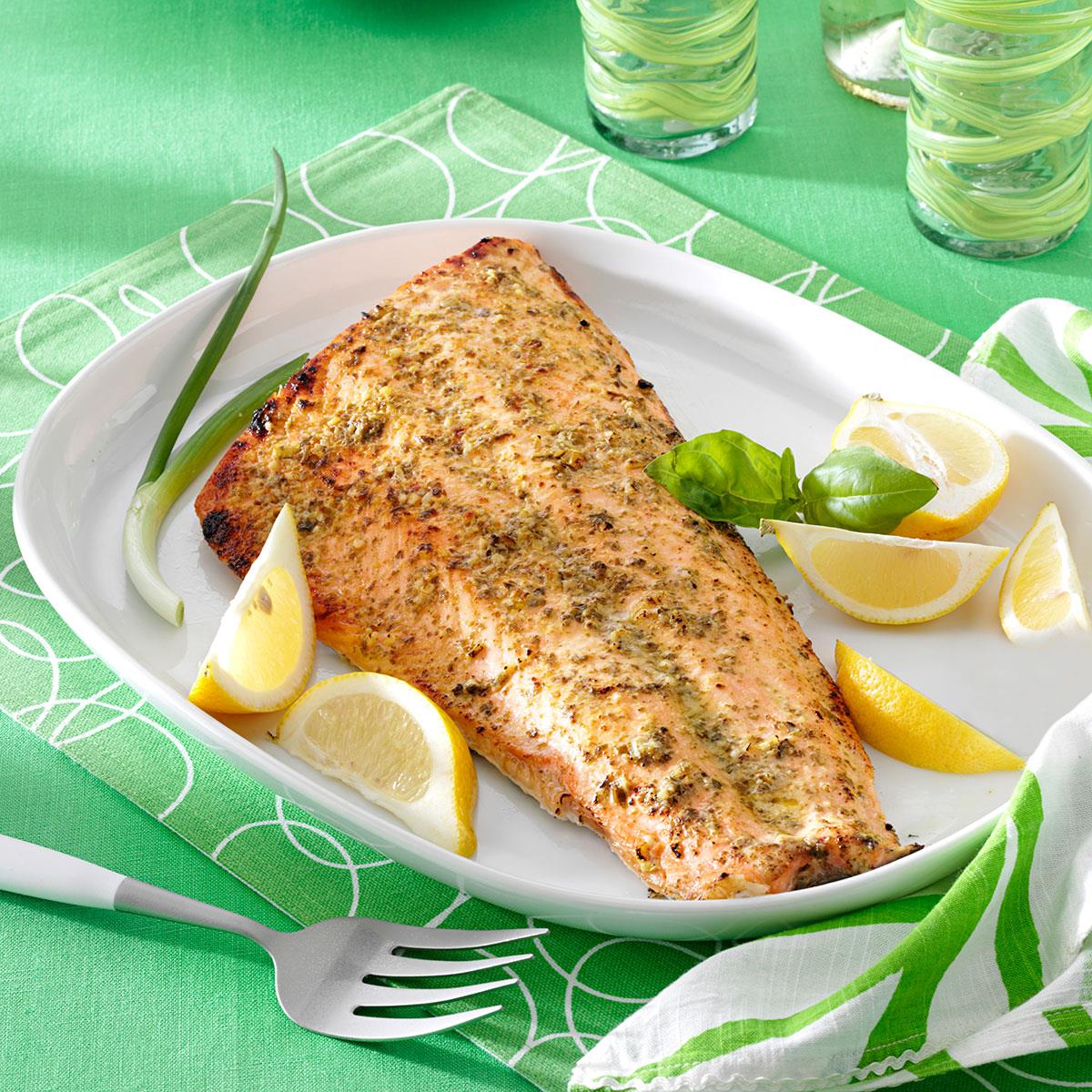 BAKED BASIL PESTO SALMON RECIPE