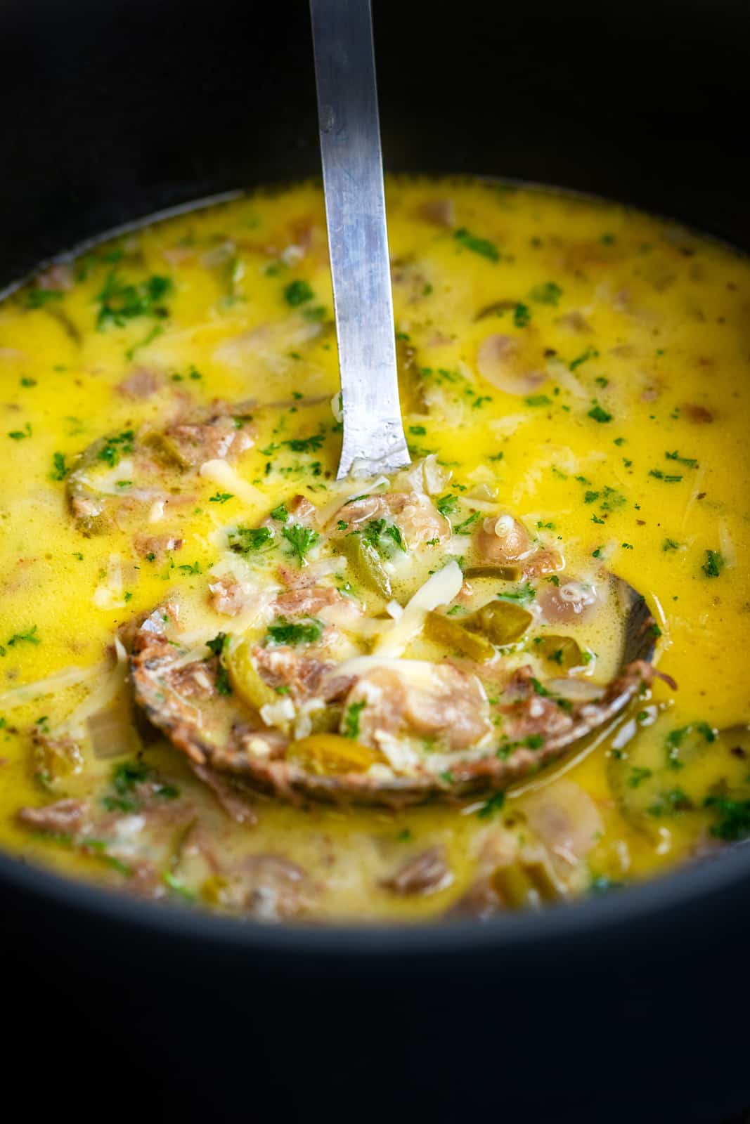 Keto Philly cheesesteak soup