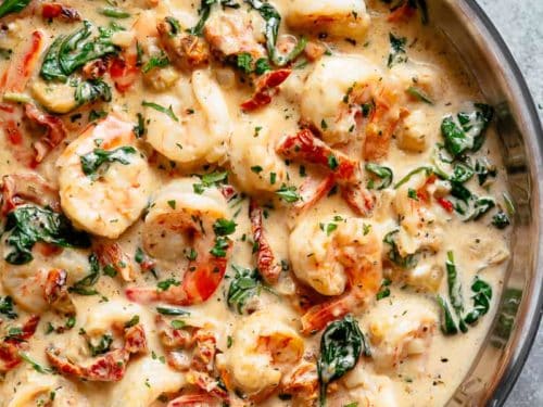 Creamy low carb Tuscan shrimp