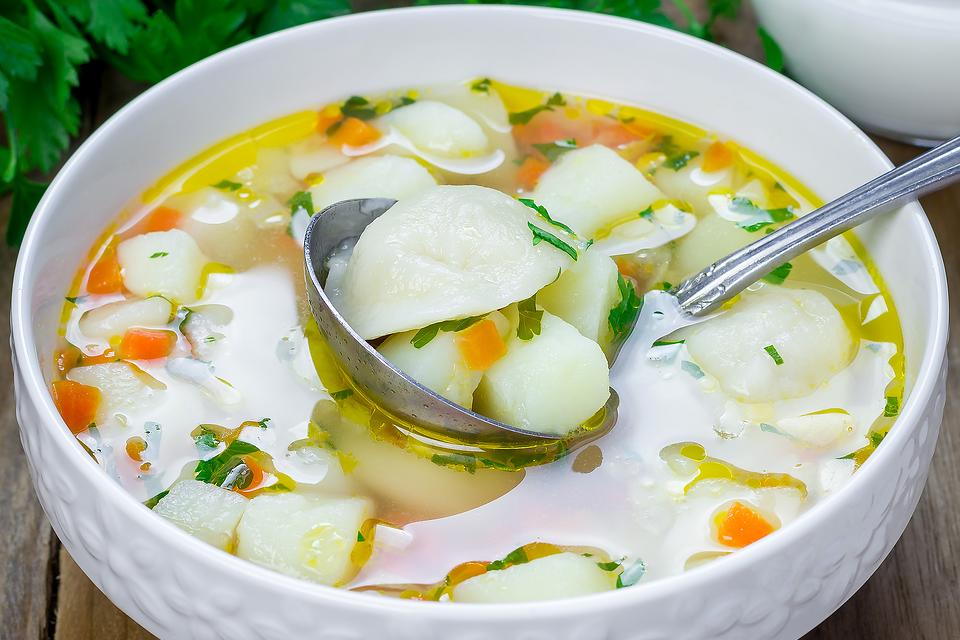 Keto cabbage soup with chicken dumplings