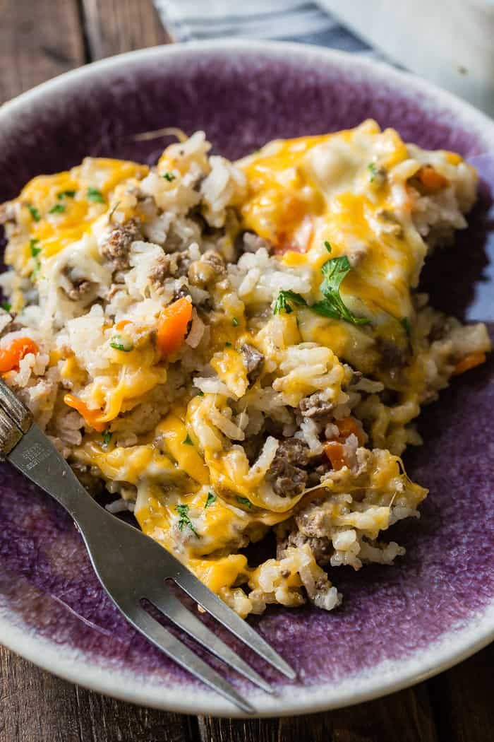 Cheesy Ground Beef and Rice Casserole