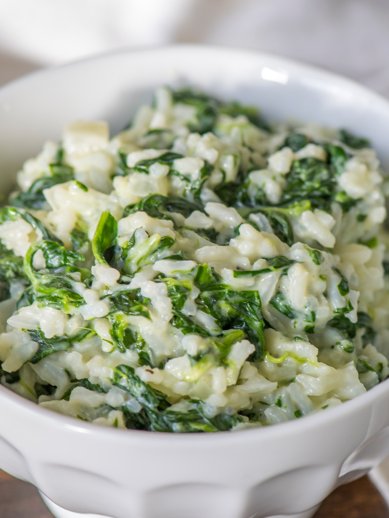 BROWN RICE WITH SPINACH AND PARMESAN CHEESE