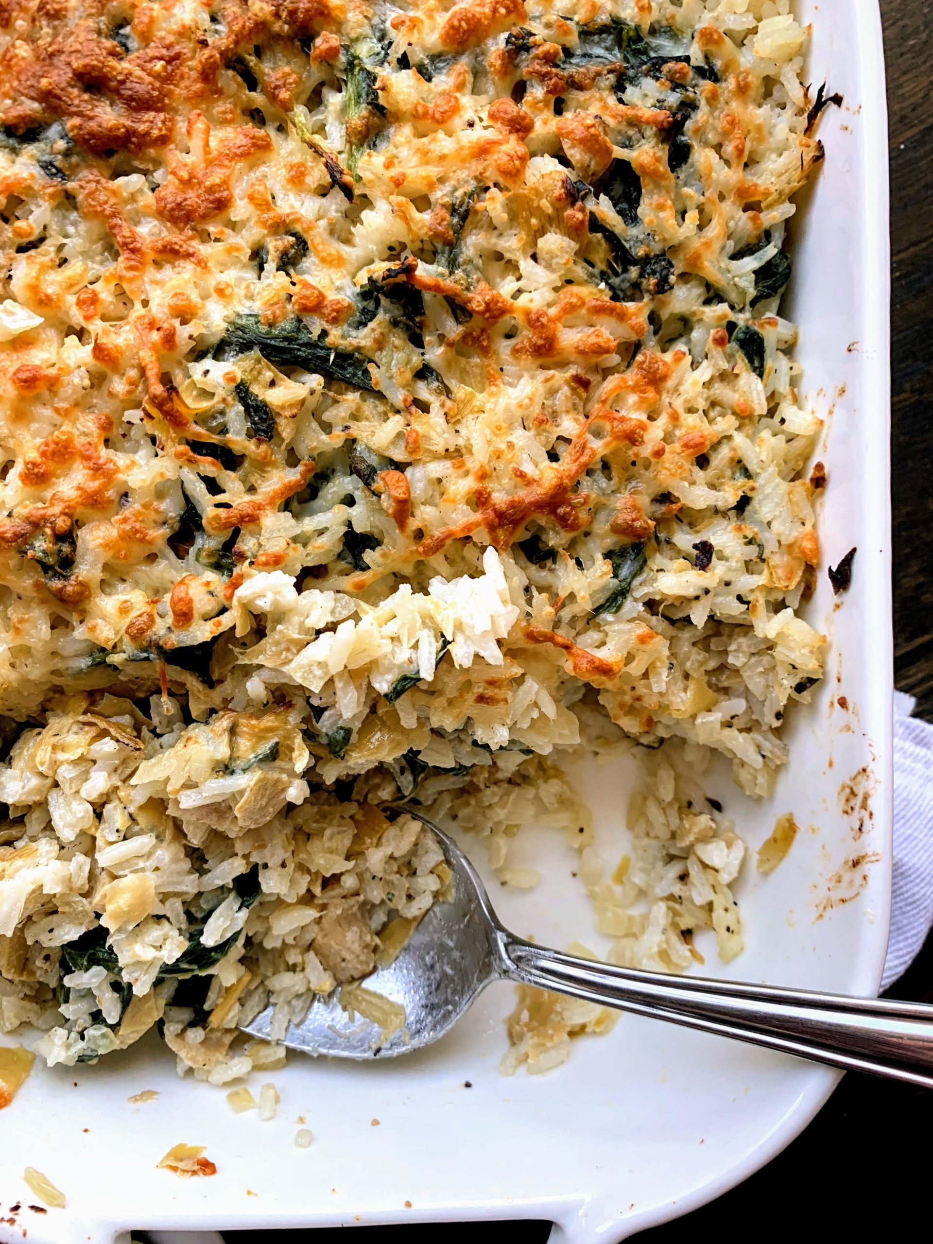 Chicken Spinach Artichoke Rice Casserole