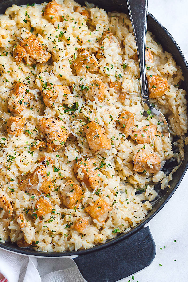 One-Pot Creamy Garlic Chicken and Rice